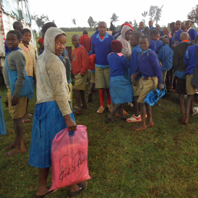School Children assembling for Hygiene Lesson