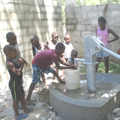 Children Enjoying their new Well