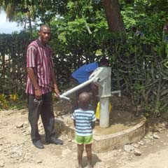 Child watching new pump in use