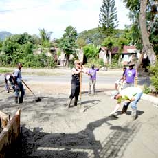 Volunteers Helping with Cement Pour