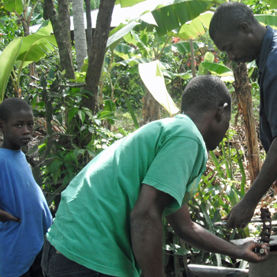 Team at work repairing pumps