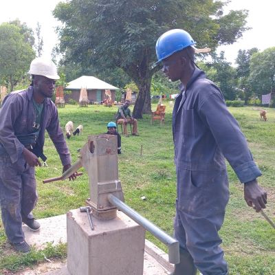 Communal well undergoing repair 