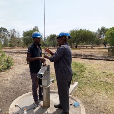 Community well undergoing repairs 
