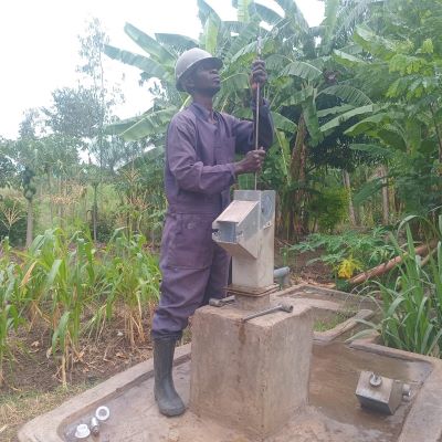 Community well undergoing repairs 