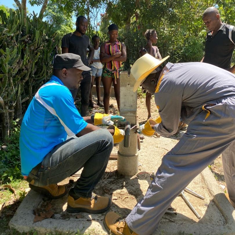 Pump being fixed
