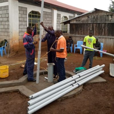 Hand pump installations in progress 