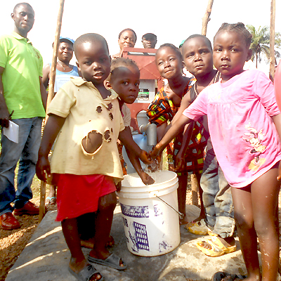 Children at the new well