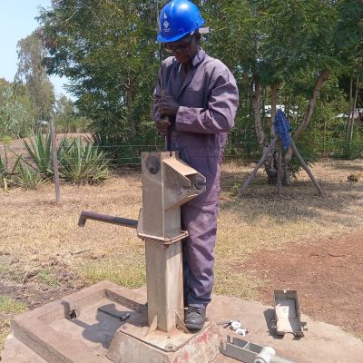 Community well undergoing repairs
