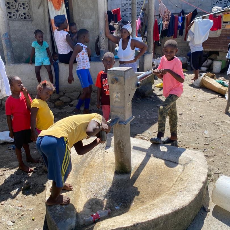 Drinking from newly repaired pump