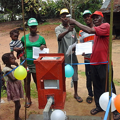 Well Caretakers receiving their positions during well dedication celebration