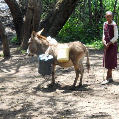 A Grandchild goes for water