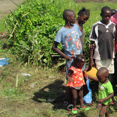 Children watching while drilling happening