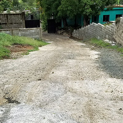 Newly cemented driveway