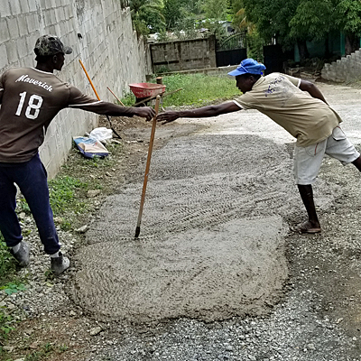 Job and Enel making grid marks for traction on cement