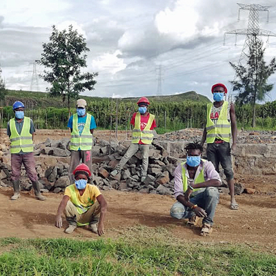 Lifewater Kenya workers Practicing COVID precautions