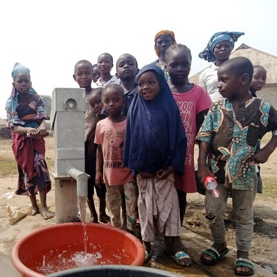 Thankful children benefitting from safe water