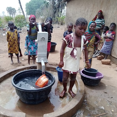 Thankful children benefitting from safe water