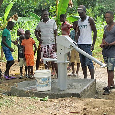 Drawing water from new well
