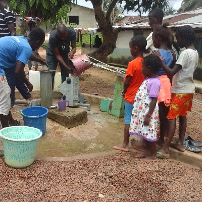 Village children watching workers