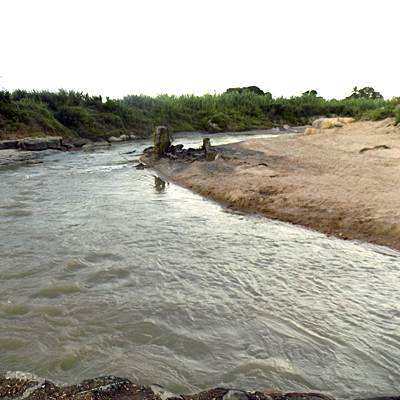 Drawing drinking water from the river