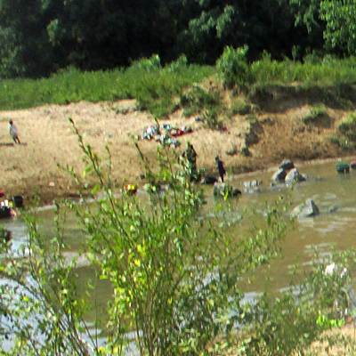 Drawing drinking water from the river