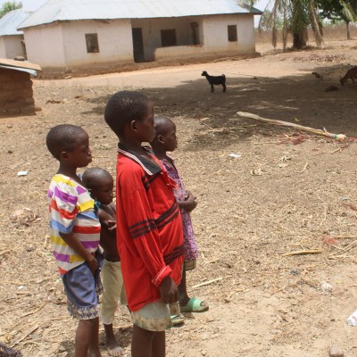 Village Children watching the workers