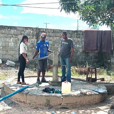 Woopugiyeama Christian Revival Elementary and junior high school hand-pump supplies water to about 350 people 