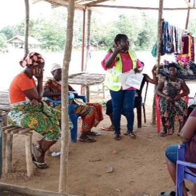 Villagers attending health and hygiene training session