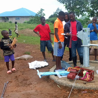 Pump being planted on new borehole