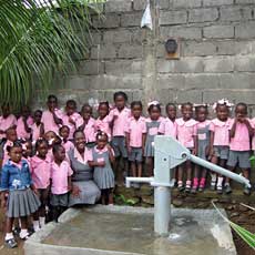 School Children Around Well
