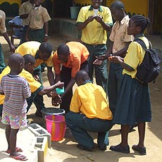Students Practice Hand Washing