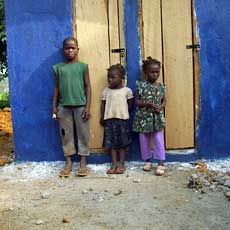 Children by New Latrine
