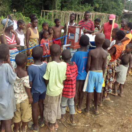 Children around new Well