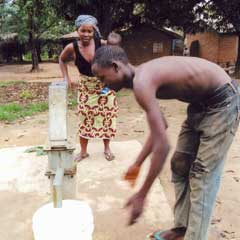 Filling buckets with clean water